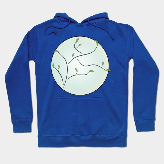 Full Moon with Leaves (Blue) Hoodie by RoxanneG